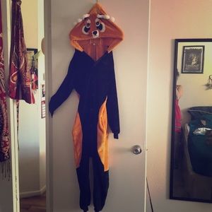 Plush raccoon small adult animal onesie